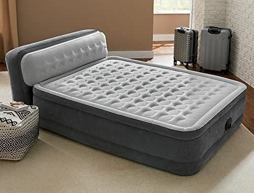 Amazon.com: Intex Dura-Beam Ultra Plush Inflatable Pillow Top Bed Air Mattress with Headboard, Built