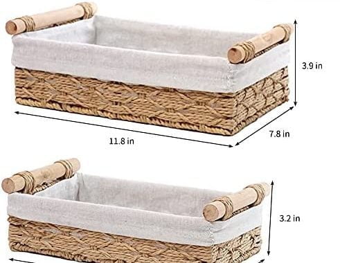 Amazon.com: DUOER Round Paper Rope Storage Basket Wicker Baskets for Organizing with Handle Decorati