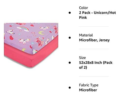 Amazon.com : EVERYDAY KIDS 2 Pack Fitted Girls Crib Sheet, 100% Soft Breathable Microfiber, Baby She