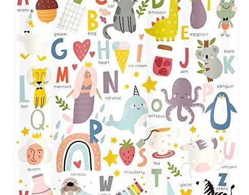 Amazon.com: Riyidecor Kids Alphabet Shower Curtain for Bathroom Decor 72Wx72H ABC Educational Learni