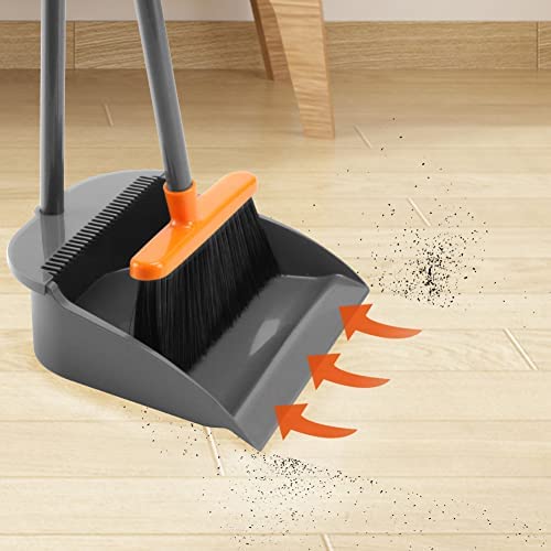 Amazon.com: Broom and Dustpan Set for Home,Long Handle Broom with Upright Standing Dustpan,Broom and