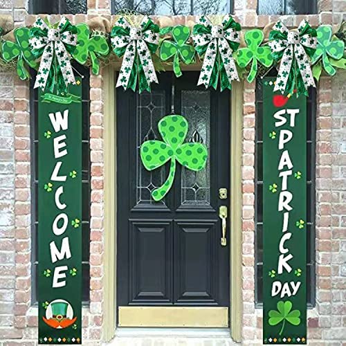 Amazon.com: St Patricks Day Bow for Wreath Decorations,11.4*19.6in Large White Green Glitter Shamroc
