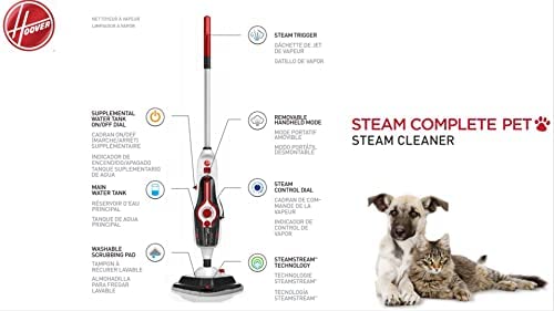 Hoover Complete Pet Steam Mop with Removable Handheld Steamer, Cleaner for Tile and Hardwood Floors,