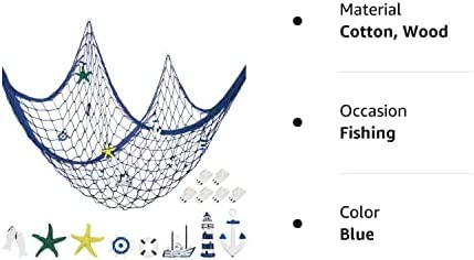 Decorative Fishnet Nautical Fishing Net Wall Hanging Decor, 8 Pieces Starfish, Sailboat, Lighthouse,