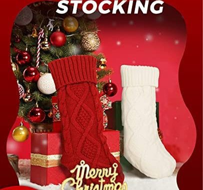 Ankis Large Christmas Stockings 4Pack -18 Inches Christmas Stockings Double-Sided Cable Knitted Xmas