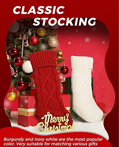 Ankis Large Christmas Stockings 4Pack -18 Inches Christmas Stockings Double-Sided Cable Knitted Xmas