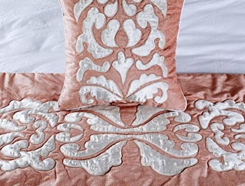 Amazon.com: The HomeCentric Decorative Peach & Ivory Queen 74 x 18 inch Bed Runner with Matching