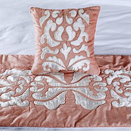 Amazon.com: The HomeCentric Decorative Peach & Ivory Queen 74 x 18 inch Bed Runner with Matching