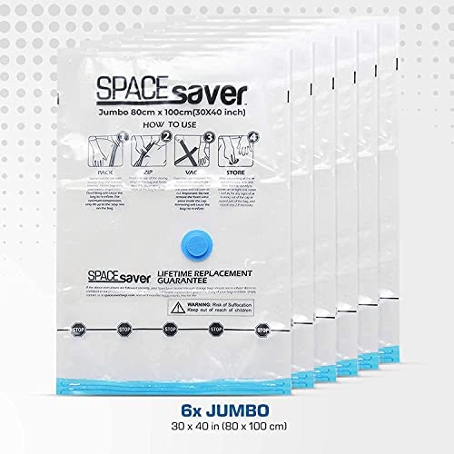 Amazon.com: Spacesaver Vacuum Storage Bags (Jumbo 6-Pack) Save 80% on Clothes Storage Space - Vacuum
