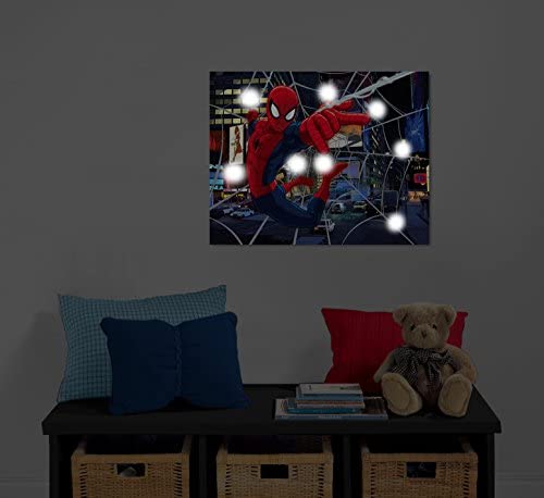 Idea Nuova Spider-Man LED Canvas Wall Art, Children's Home Décor, Spiderman / Blue