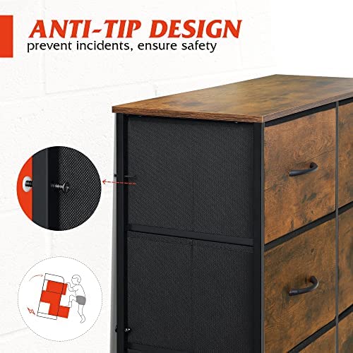 Amazon.com: WLIVE Tall Dresser for Bedroom with 10 Drawers, Chest of Drawers, Fabric Dresser for Nur
