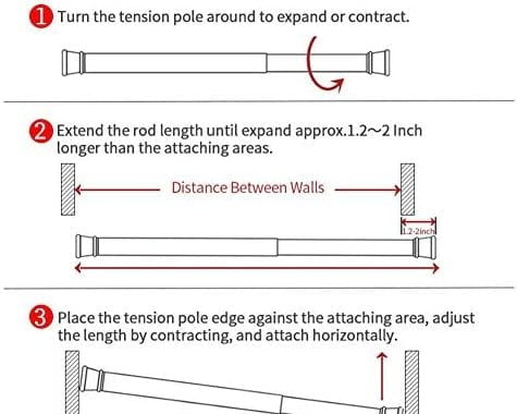 Amazon.com: 2pcs Spring Tension Curtain Rod，28-43 Inches Adjustable Expandable Pressure Black Curtai