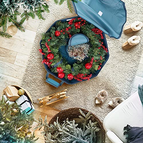 Hearth & Harbor Wreath Storage Container - Hard Shell Christmas Wreath Storage Bag with Interior