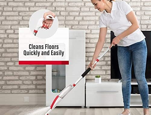 Amazon.com: Mops for Floor Cleaning Wet Spray Mop with 14 oz Refillable Bottle and 2 Washable Microf