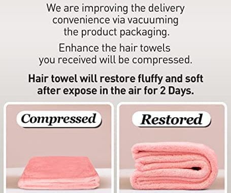 Hicober Microfiber Hair Towel, 3 Packs Hair Turbans for Wet Hair, Drying Hair Wrap Towels for Curly