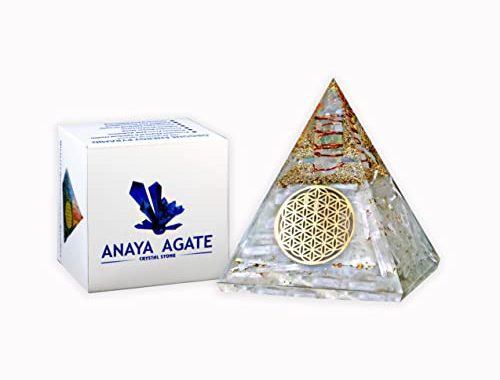 Amazon.com: Anaya Agate Selenite Glow Crystal Pyramid – Handmade Selenite Orgone Pyramid for High Fr