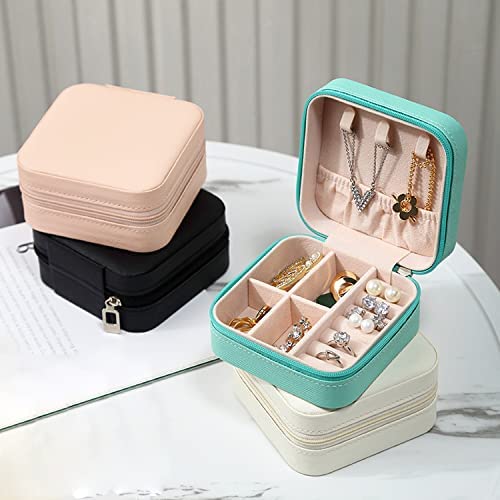 MODENGKONGJIAN Mini Jewelry Travel Case, PU Leather Travel Jewelry Organizer Box, Small Portable Por