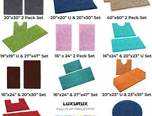 LuxUrux Bath Mat - Toilet Rugs u Shaped- Extra-Soft Plush Bath Bathroom Rug,1'' Chenille Microfiber