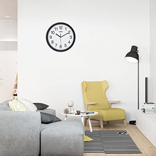 Yoobure 10 Inch Silent Quartz Decorative Wall Clock Non-Ticking Classic Digital Clock Battery Operat