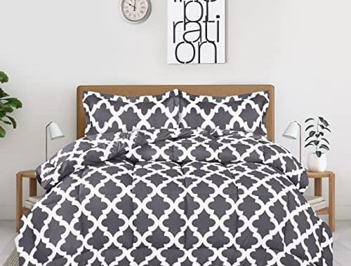 Utopia Bedding Queen Comforter Set (Grey) with 2 Pillow Shams - Bedding Comforter Sets - Down Altern