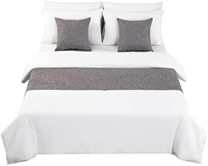 Amazon.com: AMBERIS Bed Runner Grey, Imitation Hemp Decorative Bedroom Bed Scarves : Home & Kitc