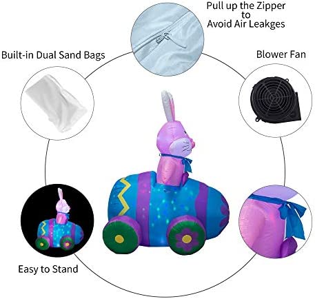 Amazon.com: AJY 6 Feet Happy Easter Bunny Driving Car Inflatable Blow Up Indoor Outdoor Yard Lawn De