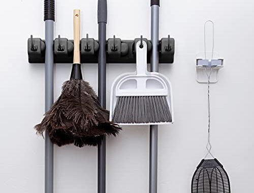 Amazon.com: Berry Ave Broom Holder & Wall Mount Garden Tool Organizer - Home Laundry Room, Kitch