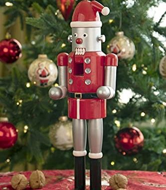 Amazon.com: Clever Creations Robot Santa 14 Inch Traditional Wooden Nutcracker, Festive Christmas Dé