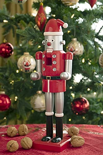 Amazon.com: Clever Creations Robot Santa 14 Inch Traditional Wooden Nutcracker, Festive Christmas Dé