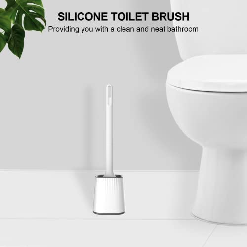 SetSail Silicone Toilet Brush, Toilet Bowl Brush and Holder Toilet Scrubber with Silicone Bristles F