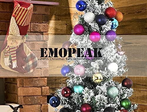 Emopeak 24Pcs Mini Christmas Balls Ornaments, Small Shatterproof Christmas Baubles for Xmas Christma