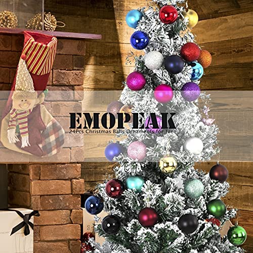 Emopeak 24Pcs Mini Christmas Balls Ornaments, Small Shatterproof Christmas Baubles for Xmas Christma