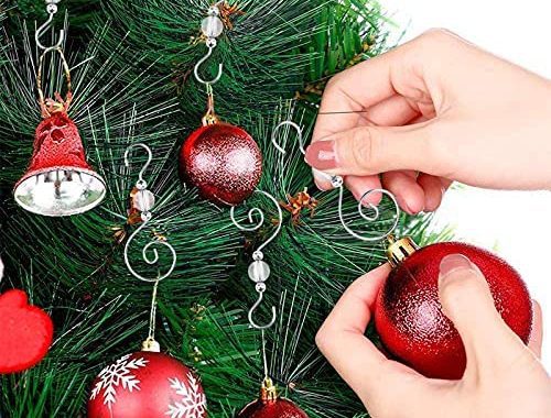 INCREWAY Wire Ornament Hooks, 30 Pcs Silver S-Shaped Christmas Tree Hanger Hooks Metal Decoration Ho