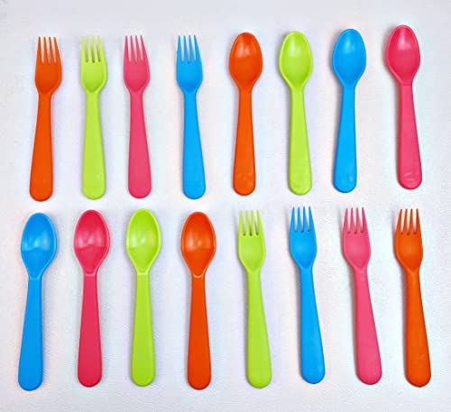 Amazon.com | Jawbush 16 Pcs Kids Forks and Spoons Set, Plastic Toddler Utensils Kids Silverware Set