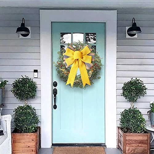 Amazon.com: Spring Wreath Bow Large Burlap Yellow Wreath Bow Tree Topper Bow Gift Bow for Wreath Win