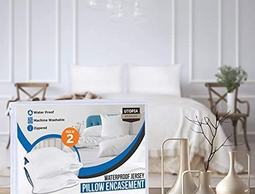 Amazon.com: Utopia Bedding Waterproof Pillow Protector Zippered (2 Pack) Queen – Bed Bug Proof Pillo