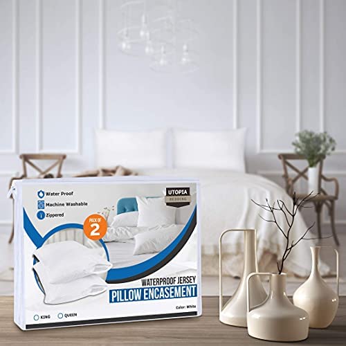 Amazon.com: Utopia Bedding Waterproof Pillow Protector Zippered (2 Pack) Queen – Bed Bug Proof Pillo