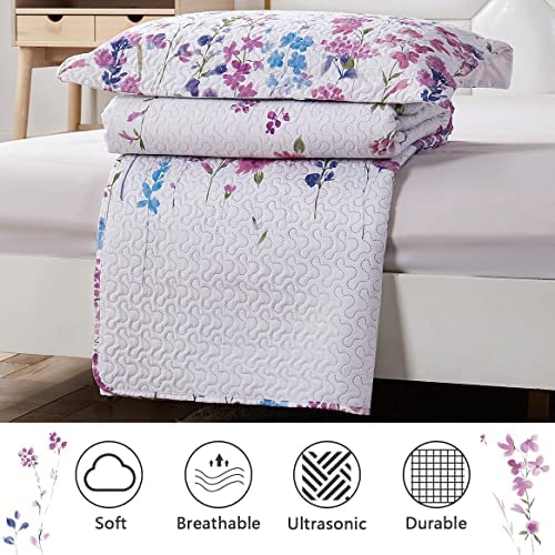 Amazon.com: Summer Lightweight Thin Floral Quilts Full/Queen Size,Purple Blue Lilac Flowers Green Le