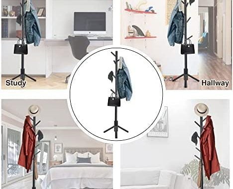 Amazon.com: Haddockway Wooden Coat Rack Stand with 8 Hooks New Zealand Pine Adjustable Coat Standing