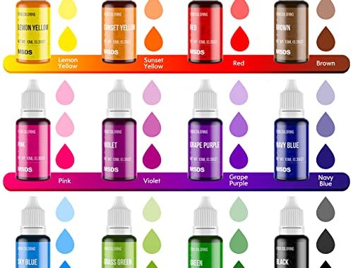 Amazon.com : Food Coloring Set - 12 Color Food Grade Vibrant Food Dye Cherrysea Tasteless Liquid Col