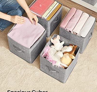SONGMICS Storage Cubes, 11-Inch Non-Woven Fabric Bins with Double Handles, Set of 6, Closet Organize