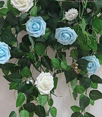 floroom Artificial Flowers 25pcs Real Looking Ivory Foam Fake Roses with Stems for DIY Wedding Bouqu