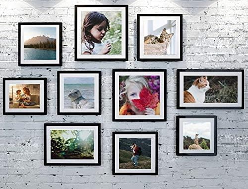 upsimples 11x14 Picture Frame Set of 5, Display Pictures 8x10 with Mat or 11x14 Without Mat, Wall Ga