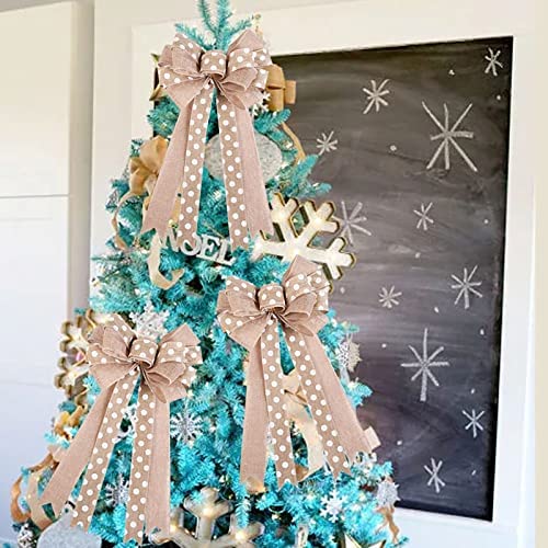 Samanter Dot Rustic Jute Bows Burlap Wreaths Bows Christmas Tree Topper for Wedding Holiday Birthday