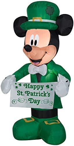 Gemmy Airblown Inflatable St. Patrick's Day Mickey Mouse, 3.5 ft Tall, Green