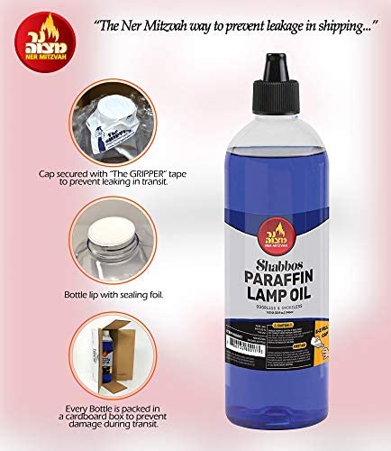Ner Mitzvah Paraffin Lamp Oil - Blue Smokeless, Odorless, Clean Burning Fuel for Indoor and Outdoor