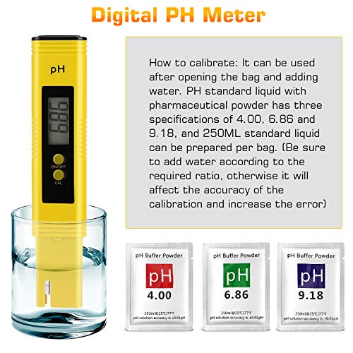 PH Meter for Water Hydroponics Digital PH Tester Pen 0.01 High Accuracy Pocket Size with 0-14 PH Mea