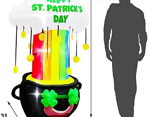 Amazon.com: BLOWOUT FUN 6ft Inflatable St. Patrick's Day Rainbow Cloud Jar Decoration, LED Blow Up L