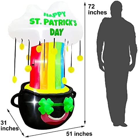 Amazon.com: BLOWOUT FUN 6ft Inflatable St. Patrick's Day Rainbow Cloud Jar Decoration, LED Blow Up L