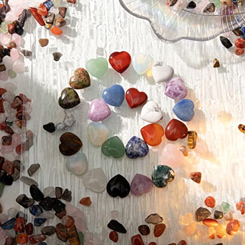 Amazon.com: 15 PCS Natural Heart Crystals Shaped Healing 0.8 Inch Love Mini Gemstones Chakra Stones